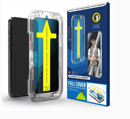Imagine Folii sticla compatibil cu iPhone 13 Pro max , QUANDE, instalare usoara si rapida cu dispozitiv de potrivire automata cu Easy Install Kit