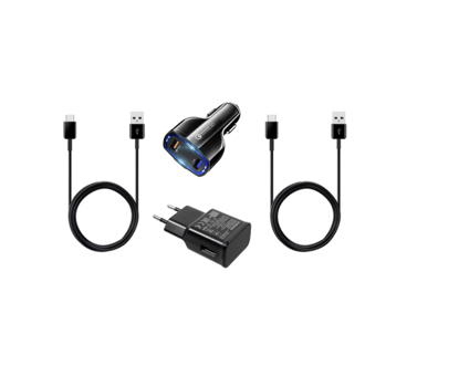 Imagine Set 4buc, compatibil cu  Samsung Incarcator retea Fast 9V/2A ,2 Cablu date Type-C ,Adaptor auto 3 XUSB 35w, Bulk