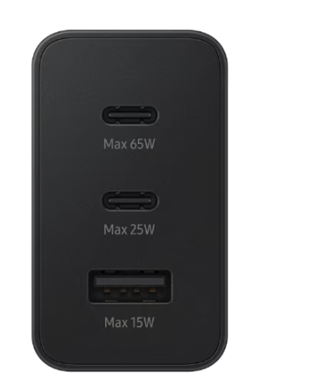 Imagine Incarcator retea 65 W trio Super Fast Charge 1x USB-C 65W 1x USB-C 25W 1x USB-A 15W, compatibil cu Samsung, Huawei, Xiaomi, Oppo, Bulk