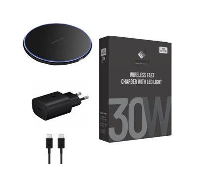 Imagine Set Incarcator Wireless super Fast Charging 30W, Pad QI compatibil cu samsung s24, s23, s22, S20, Iphone 15, 14, 25W adaptor PD usb-c
