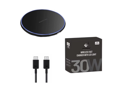 Imagine Incarcator Wireless super Fast Charging 30W, Pad QI, QUANDES®, compatibil cu iPhone 14, 13, 12, 11 Samsung s23, s22, s21, s20