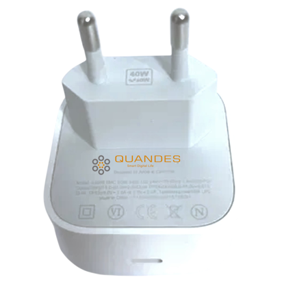 Imagine Adaptor de alimentare dinamic de 40W cu putere maxima de 60W, QUANDES® compatibil cu iPhone 17 Pro Max/17 Pro/17/16/16 /15 Pro Max/ Pad Pro/Air