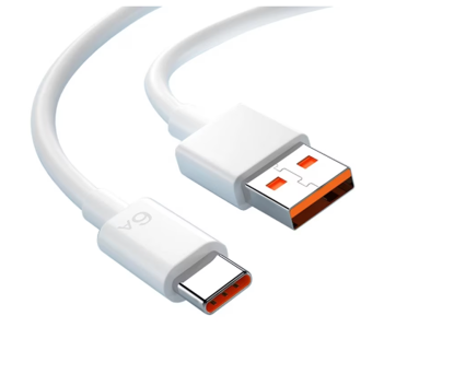 Imagine Cablu date si incarcare rapida 6A,2m  TurboCharge 120W, pentru Xiaomi, RedMi, Poco, USB la USB-C, Type C, alb-portocaliu