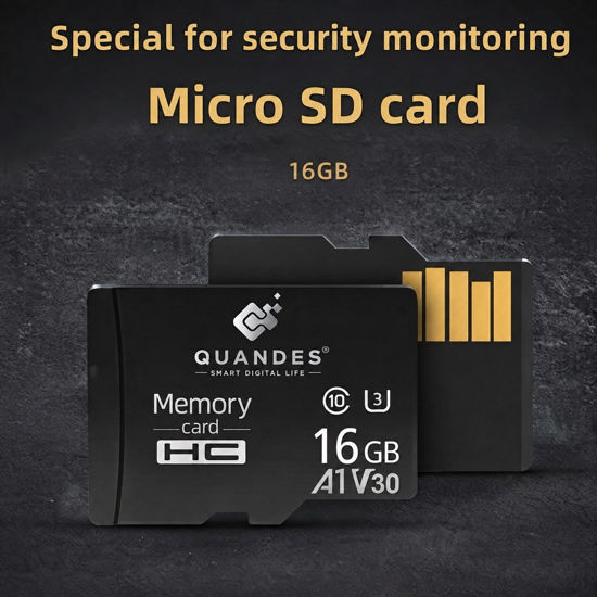 Imagine Card de memorie QUANDES® Premum MicroSDHC, 16GB, Class 10, Mare viteza U3, V30, A1 Viteza de citire Max 83 MB/s ,Viteza de scriere 55 MB/s (36 ron pe buc) Lot 10 buc
