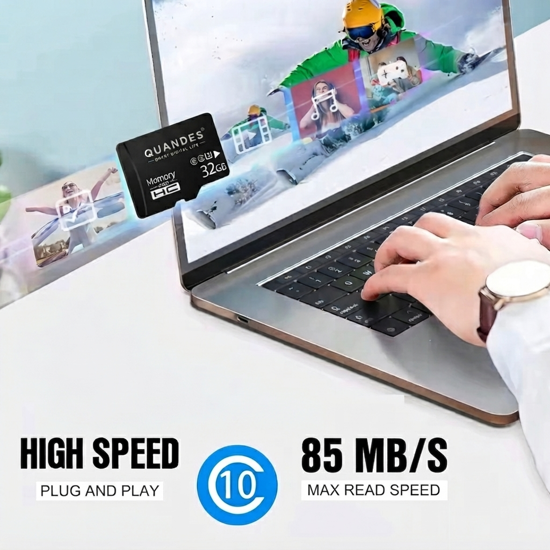 Imagine Card de memorie QUANDES® Premum MicroSDHC, 32GB, Class 10, Mare viteza U3, V30, A1 Viteza de citire 86 MB/s ,Viteza de scriere 34 MB/s (47 ron pe buc) Lot 10 buc